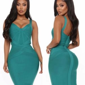 Not Your Loven Teal Bandage Maxi Gown